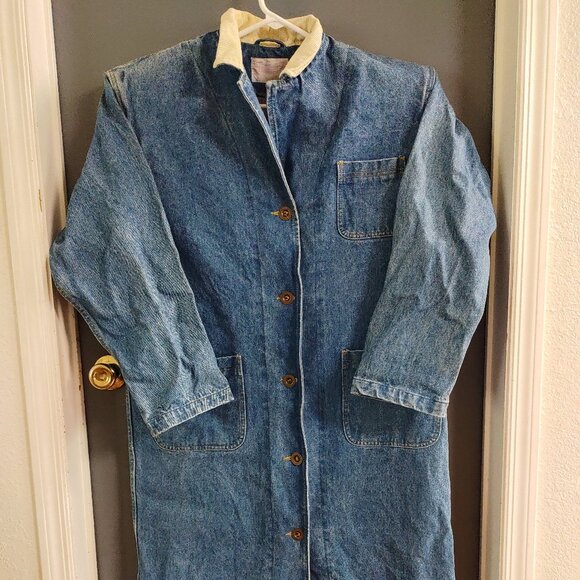 Vintage Daniel Women's Large Denim Jean Jacket Long Full Button Up Pockets 90's - Picture 1 of 12